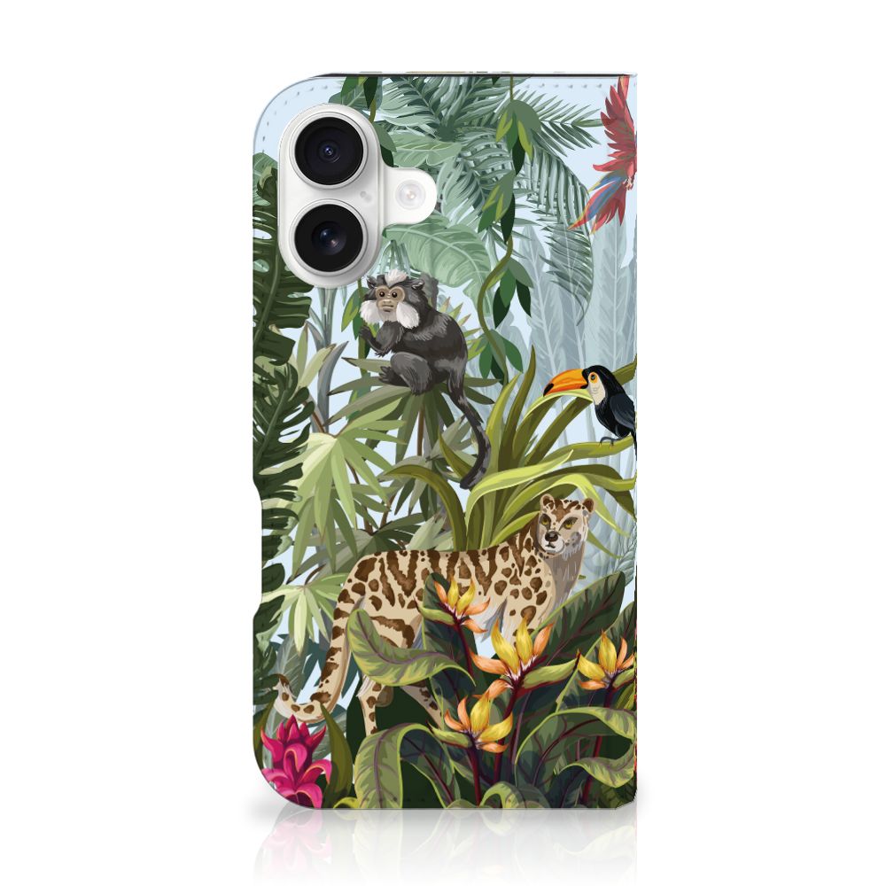 Hoesje maken voor iPhone 16 Jungle hoesje jungle stijl dieren vooraanzicht