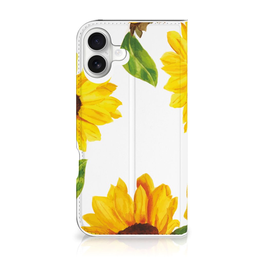 Hoesje maken voor iPhone 16 Plus Jungle hoesje zonnebloemen achterzijde