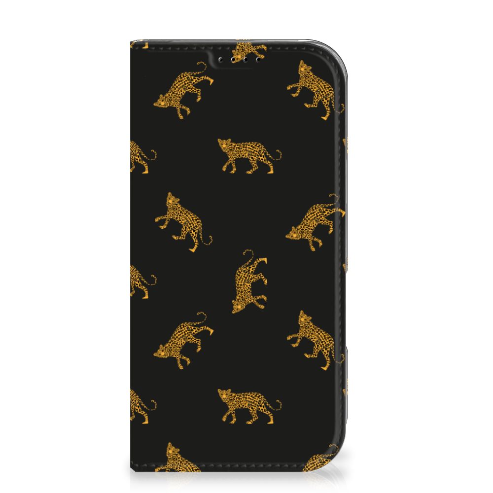 Hoesje maken voor iPhone 16 Pro Leopards leopards zwart vooraanzicht