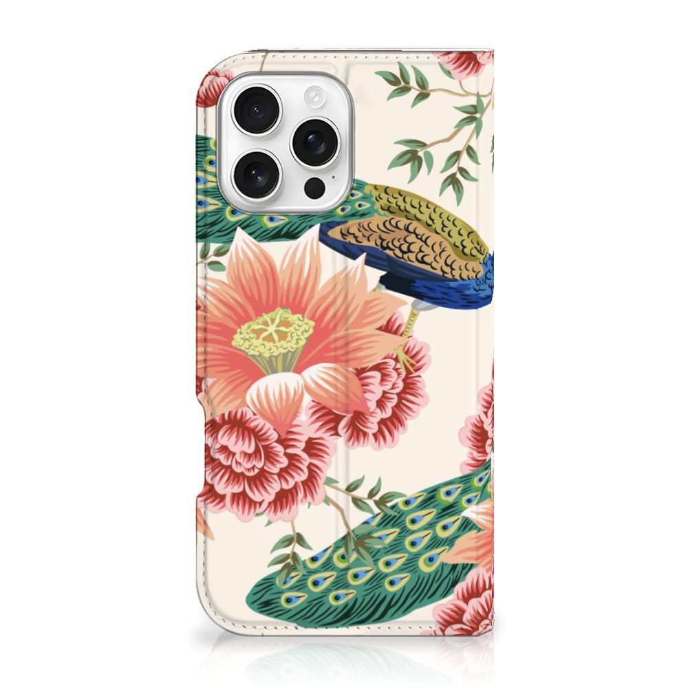 iPhone 16 Pro Max hoesje maken Pink Peacock zijaanzicht