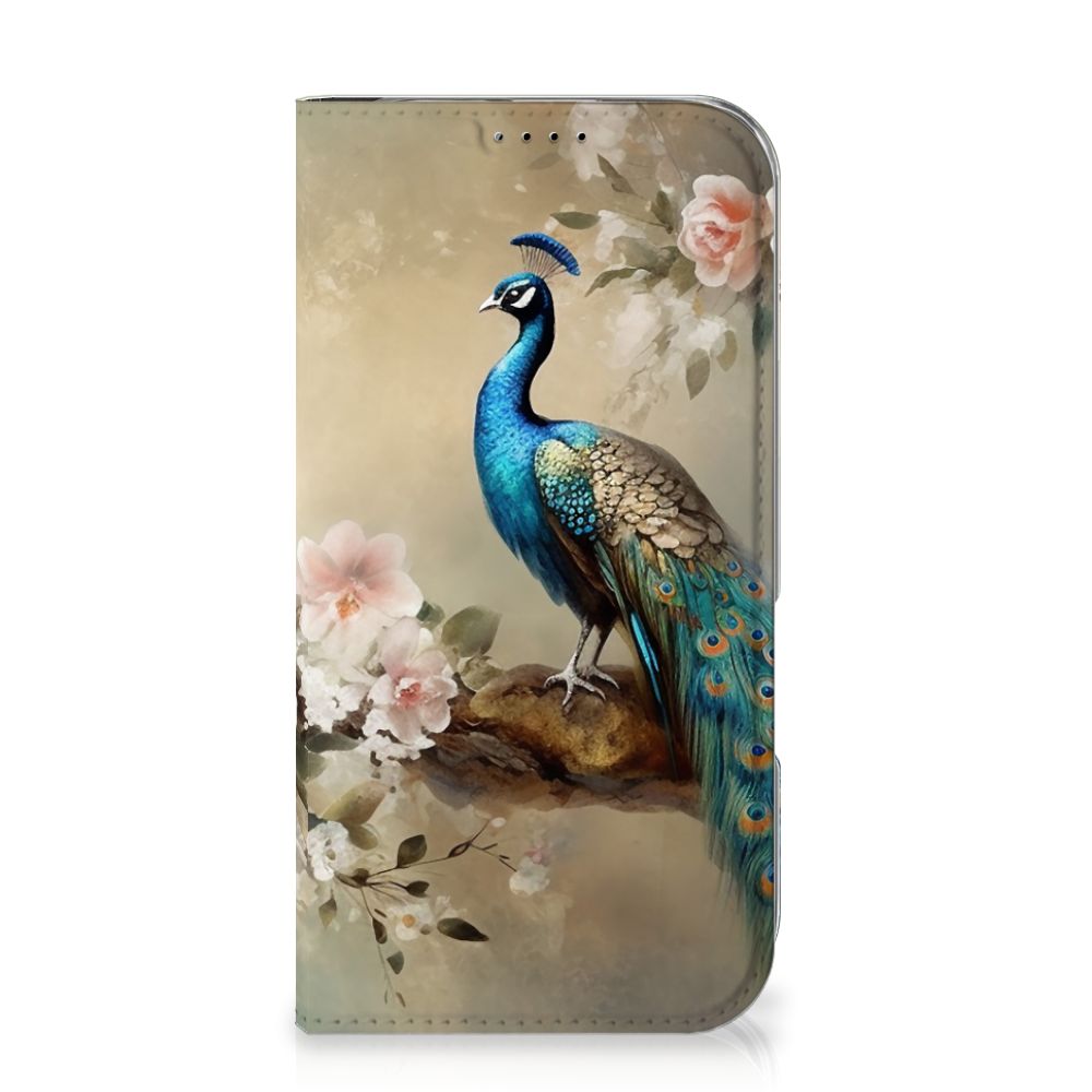 Apple iPhone 16 hoesje maken voor iPhone 16 Vintage Pauwen voorkant