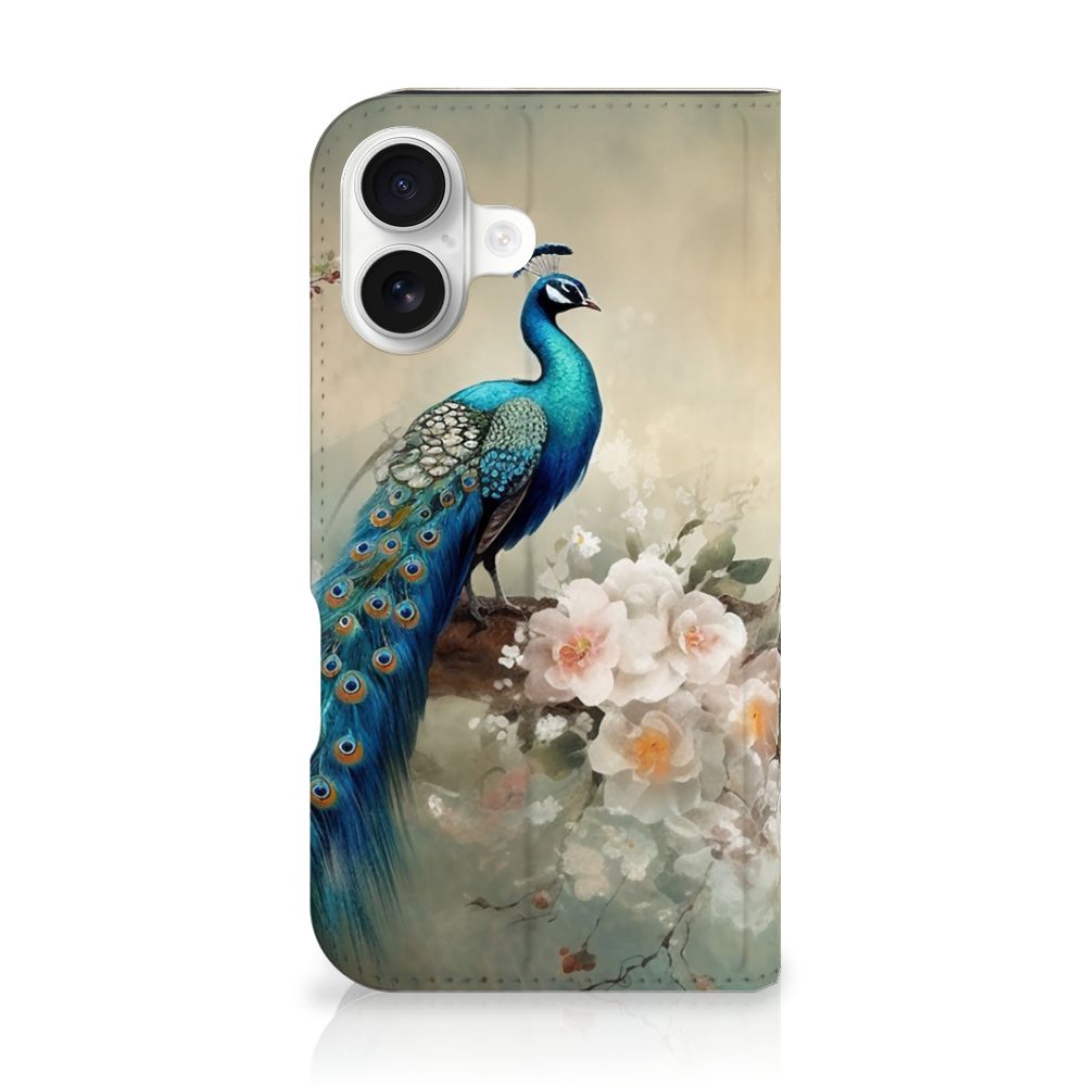 iPhone 16 hoesje maken voor iPhone 16 Vintage Pauwen voorkant