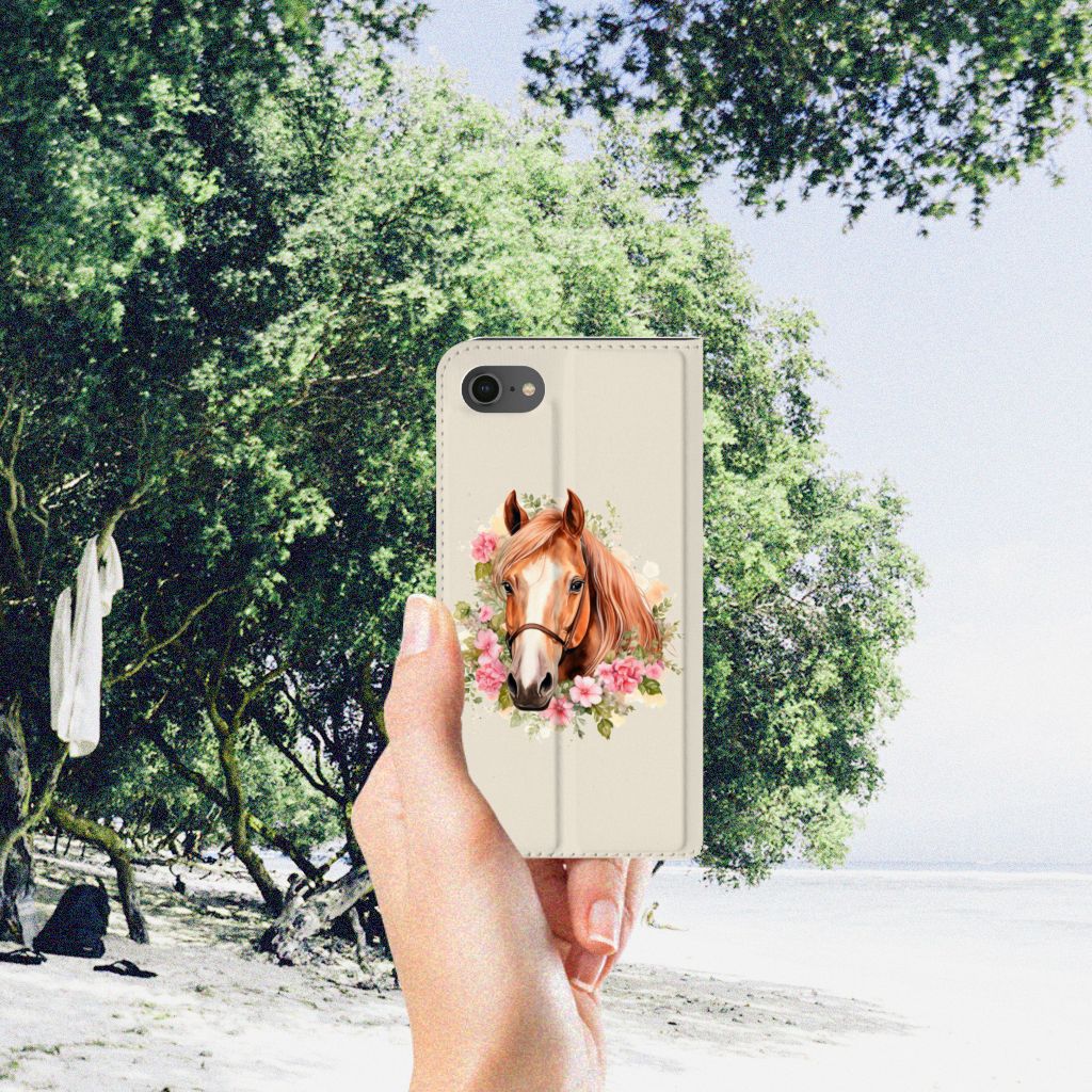 Hoesje maken voor iPhone 7 | 8 | SE (2020) | SE (2022) Paard telefoonhoesje paarden ontwerp hand