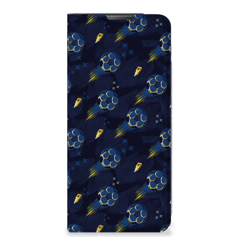 Motorola Moto E20 hoesje met magneet voetbal design voorkant