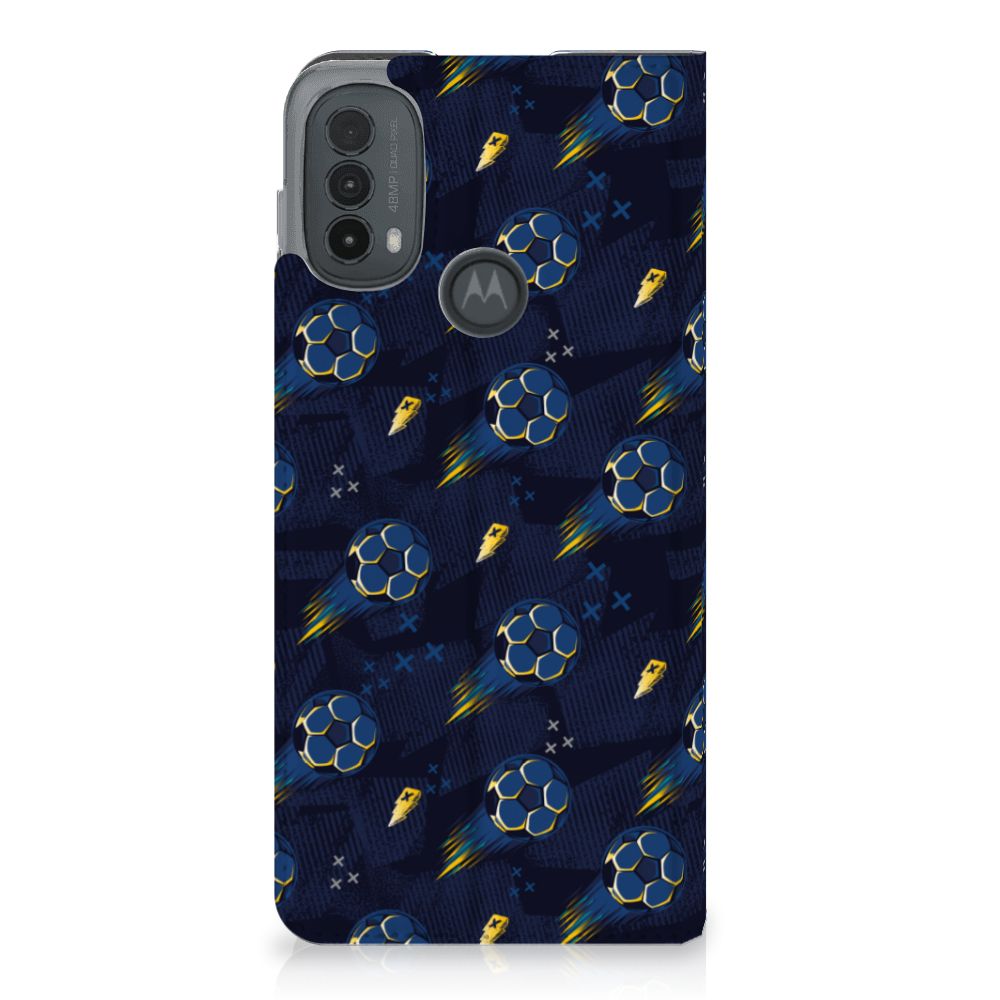 Motorola Moto E20 Hoesje met Magneet Voetbal achterzijde
