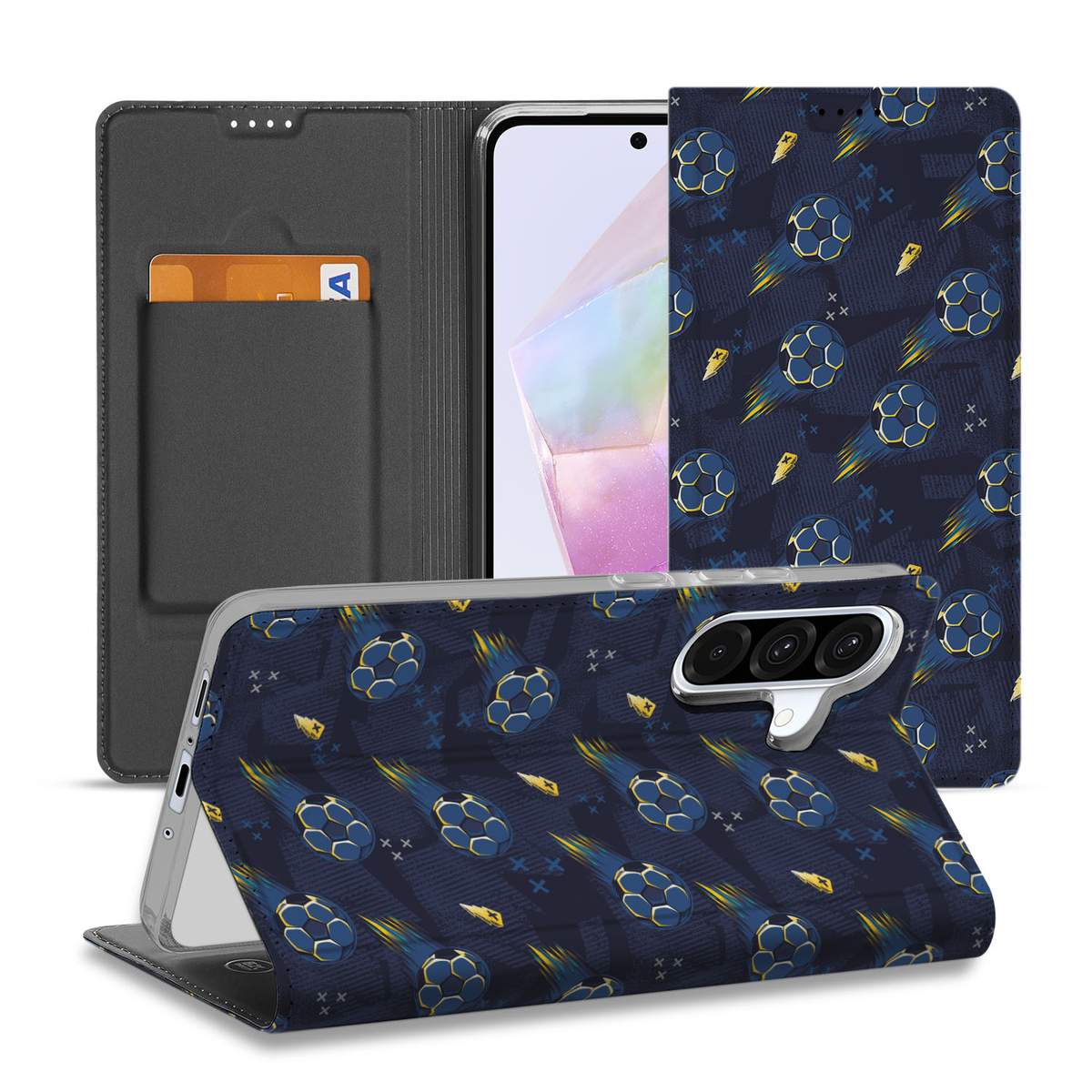 Samsung Galaxy A56 Hoesje met Magneet A36 Voetbal voorkant achterkant
