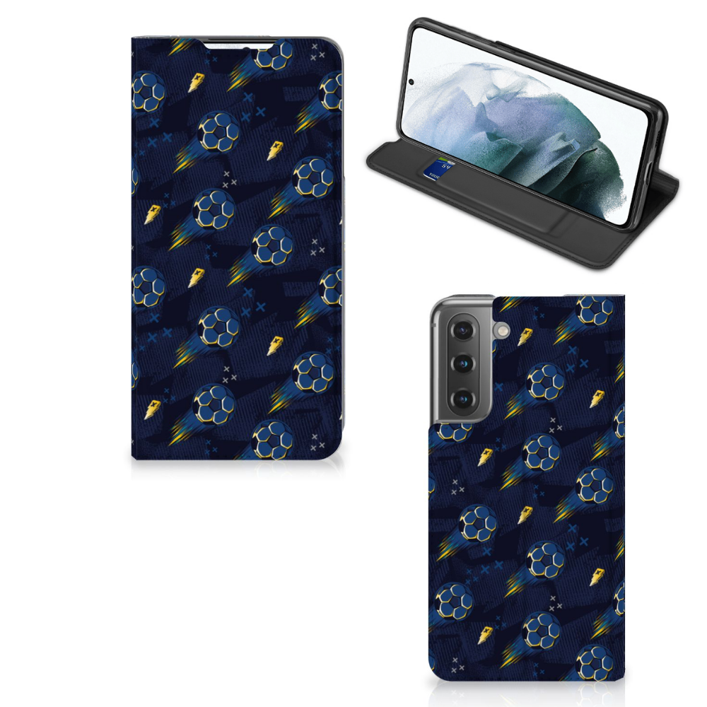 Samsung Galaxy S21 FE Hoesje met Magneet Voetbal voorzijde achterzijde zijkant
