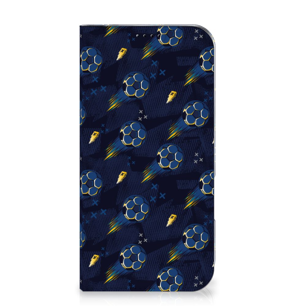 Hoesje met Magneet voor iPhone 16 Plus Voetbal design voetbalschema aanzicht