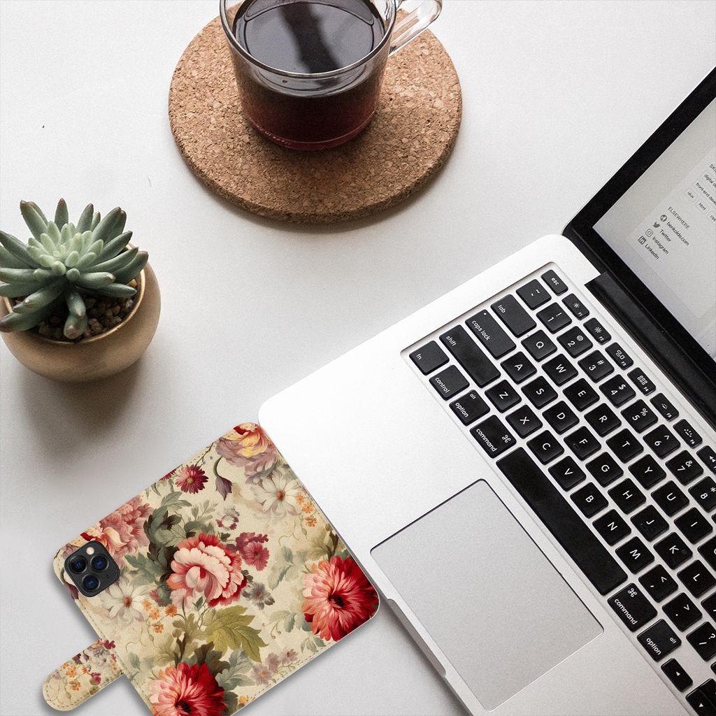 Hoesje voor Apple iPhone 11 Pro Bloemen met een romantisch bloemenpatroon, perfect voor dames 🌸.