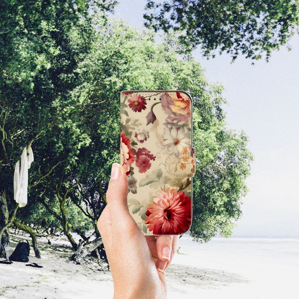 Hoesje voor Apple iPhone 11 Pro Bloemen met kleurrijke bloemenprint in hand, zonnige strandomgeving