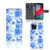 Hoesje voor Apple iPhone 11 Pro Flowers Blue met bloemdessin en ruimte voor drie pasjes.