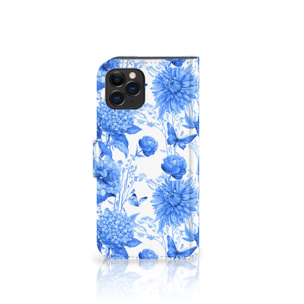 Hoesje voor Apple iPhone 11 Pro Flowers Blue met prachtig Delftsblauw bloemen design 🌸.