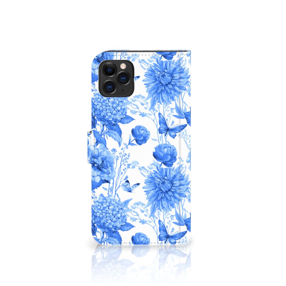 Hoesje voor Apple iPhone 11 Pro Max Flowers Blue met prachtig Delftsblauw bloemen design 🌸.