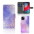 Hoesje voor Apple iPhone 11 Pro Max Watercolor Paars met gouden accenten en ruimte voor pasjes.