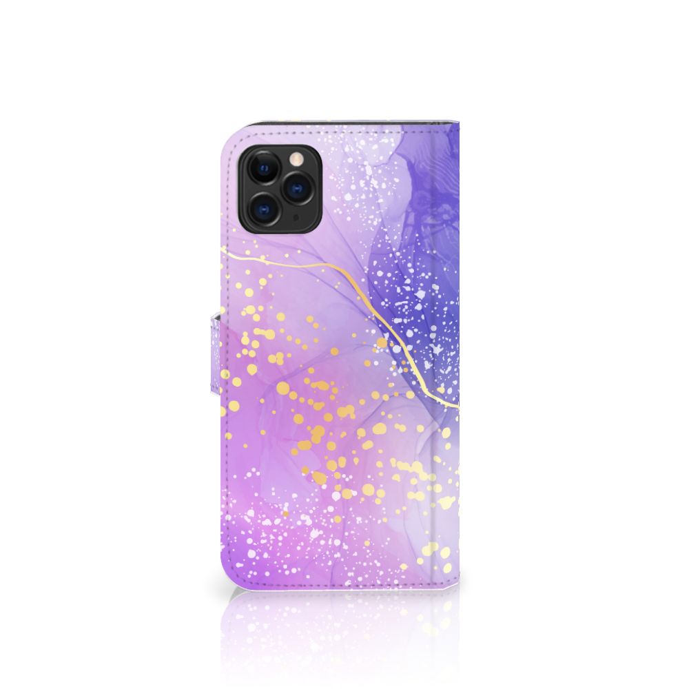 Hoesje voor Apple iPhone 11 Pro Max Watercolor Paars met prachtig paarse en gouden watercolor design.