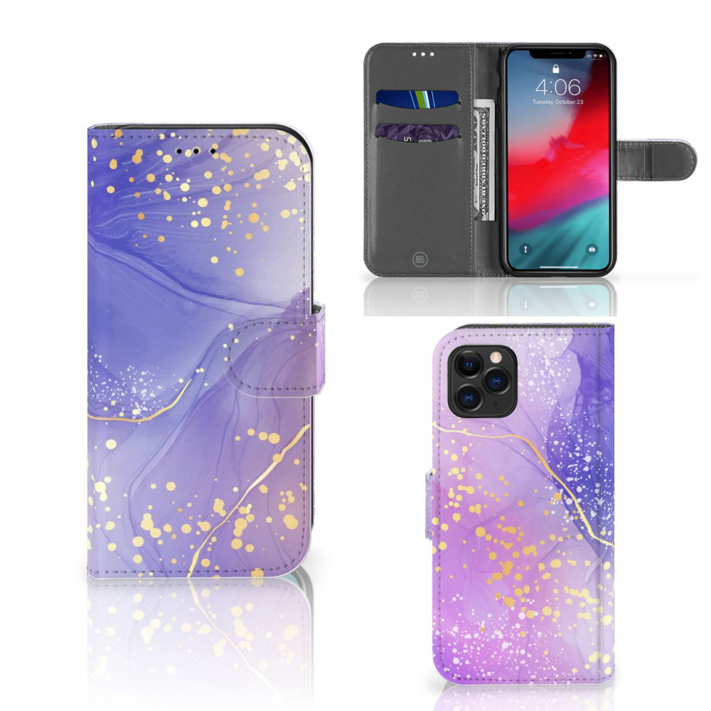 Hoesje voor Apple iPhone 11 Pro Watercolor Paars met een prachtig paars en gouden design 🌌.