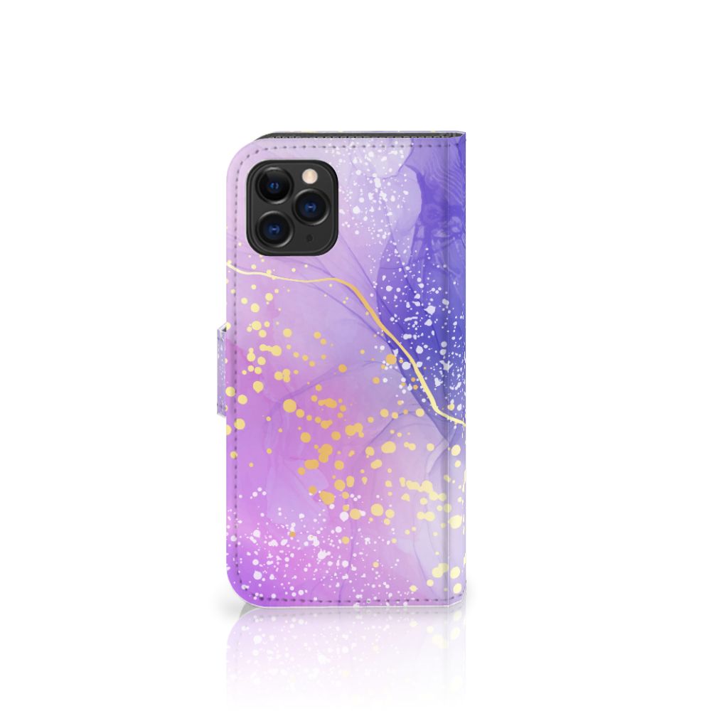 Hoesje voor Apple iPhone 11 Pro Watercolor Paars met een prachtig paarse watercolor design en gouden accenten.