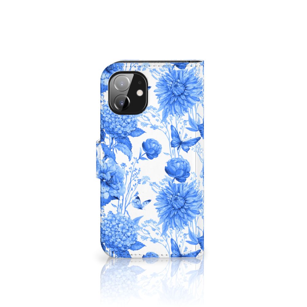 Hoesje voor Apple iPhone 12 Mini Flowers Blue met een prachtig blauw bloemenpatroon 🌼.