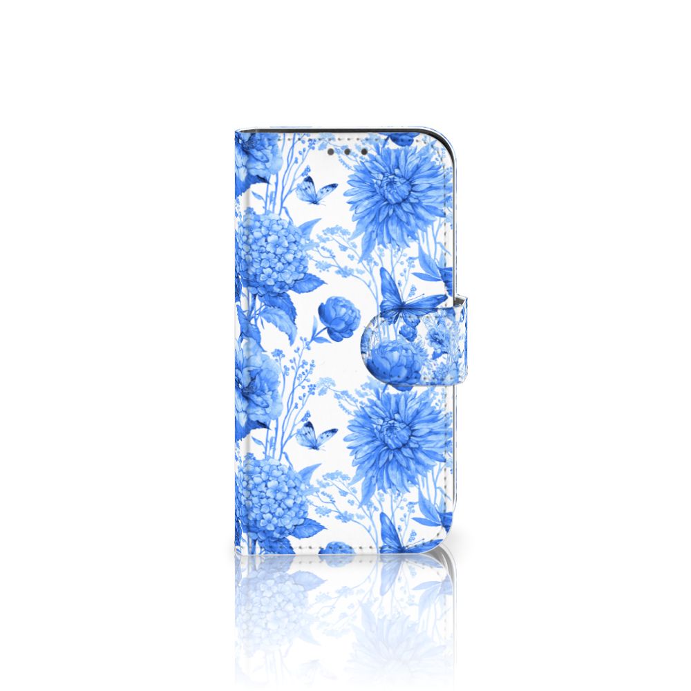 Hoesje voor Apple iPhone 12 Mini Flowers Blue met prachtig Delftsblauw bloemdesign 🌼.