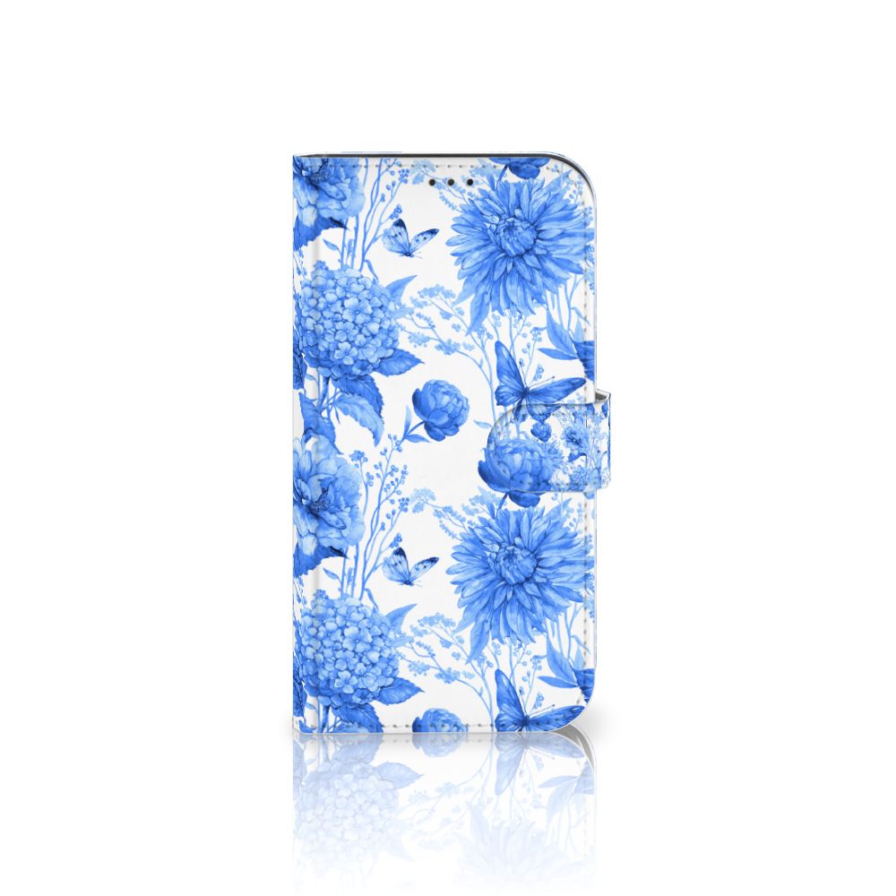 Hoesje voor Apple iPhone 12 Pro Max Flowers Blue met mooie blauwe bloemen en functionele pasjeshouder.
