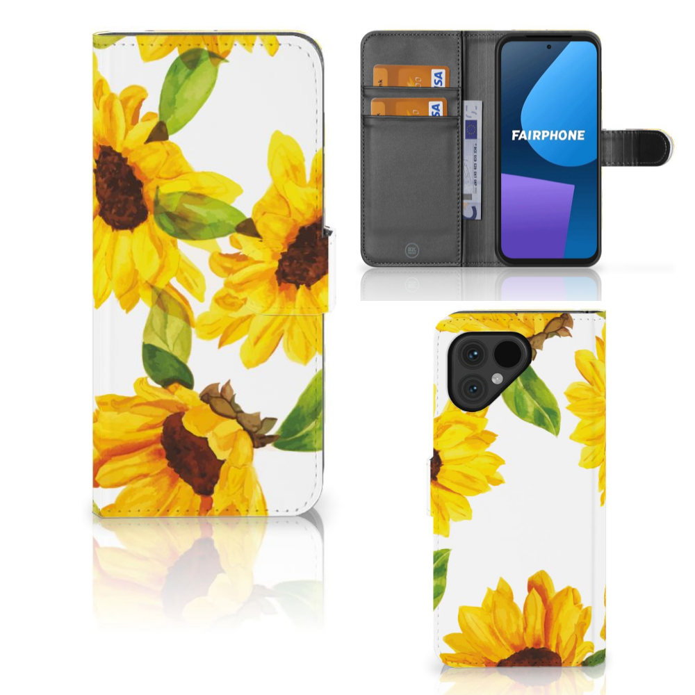 Fairphone 5 hoesje voor Fairphone 5 Zonnebloemen front anzicht