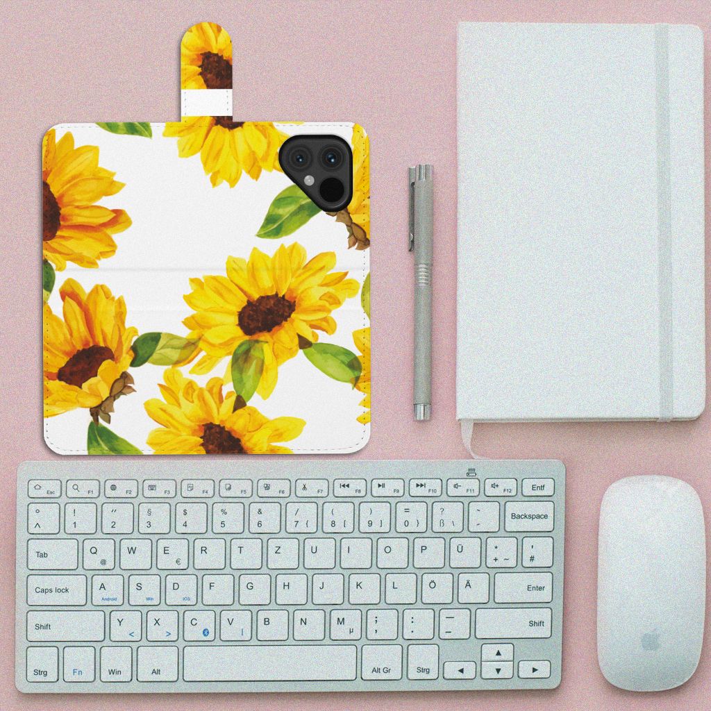 Fairphone 5 Hoesje voor Fairphone 5 Zonnebloemen bovenaanzicht