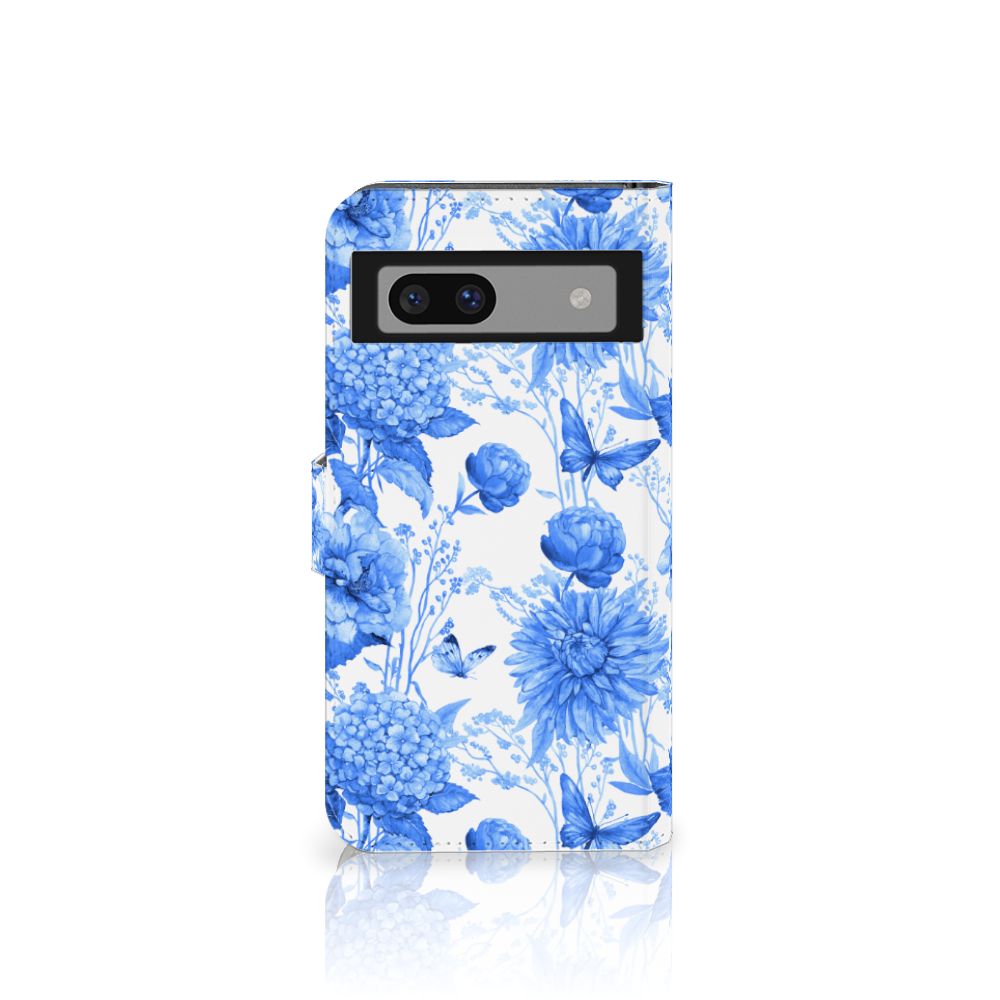 Hoesje voor Google Pixel 7A Flowers Blue met prachtig Delftsblauw bloemen ontwerp en gebruik voor bescherming en stijl.