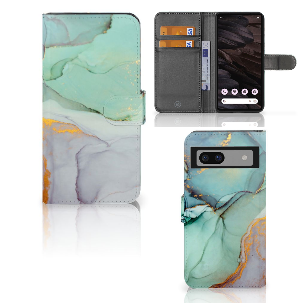 Hoesje voor Google Pixel 7A Watercolor Mix telefoonhoesje links rechts aanzicht