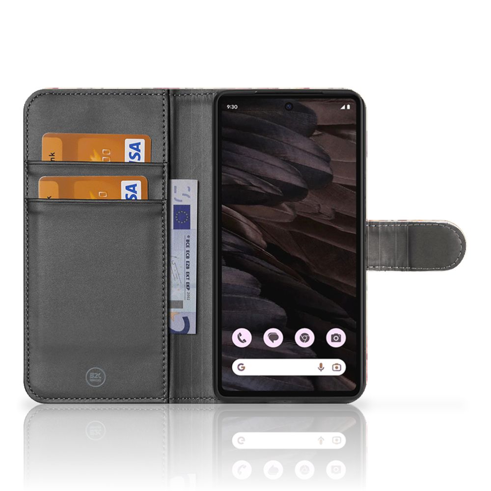 Google Pixel 8A Hoesje voor Google Pixel 8A Bloemen voorkant met pasjes