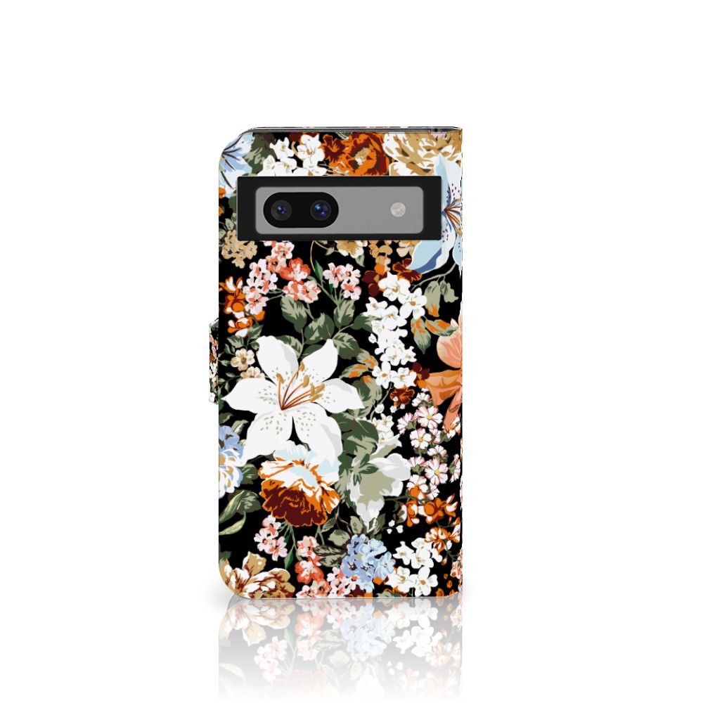 Google Pixel 8A hoesje Dark Flowers vooraanzicht