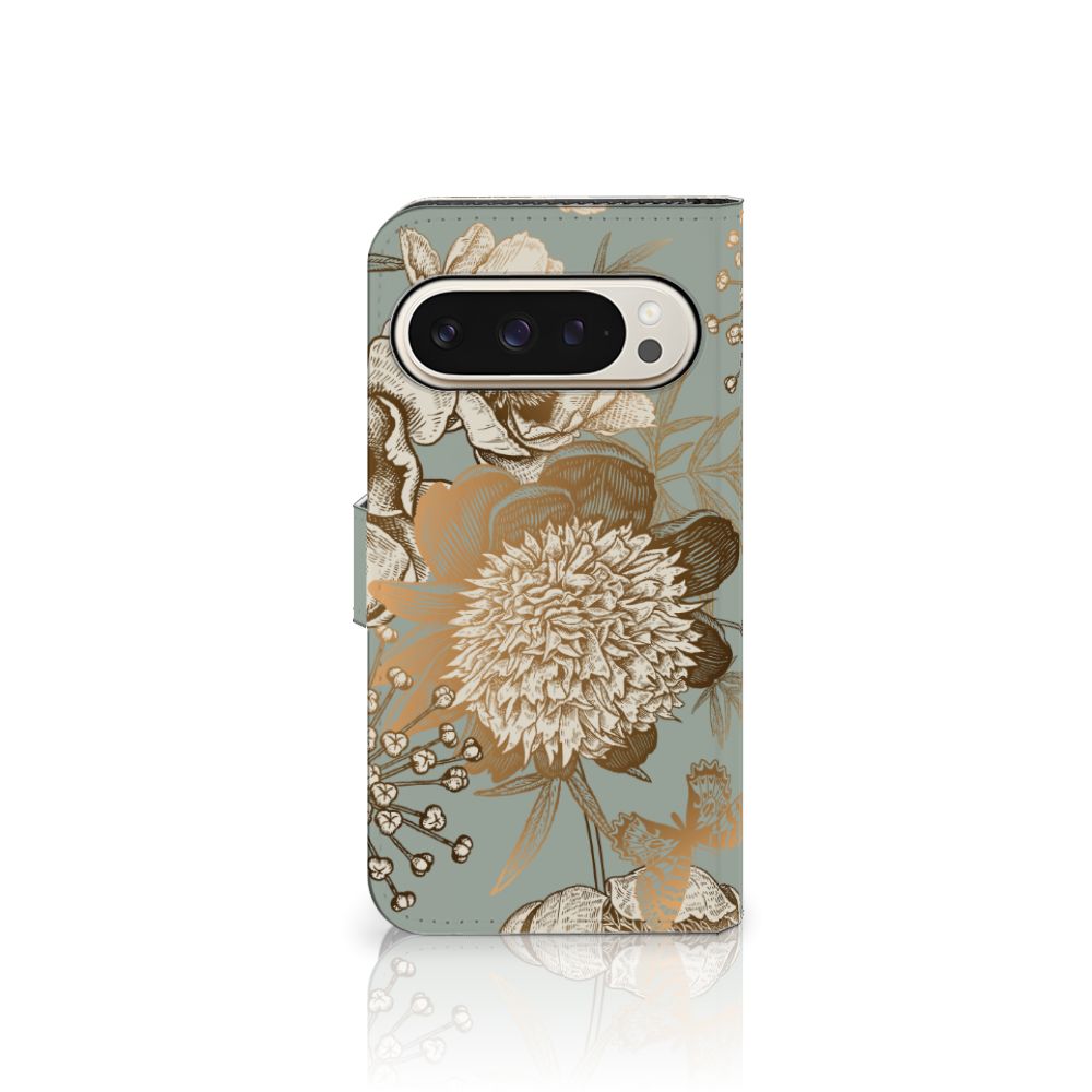 Hoesje voor Google Pixel 9 | 9 Pro Vintage Bird Flowers voorkant design bloemen details