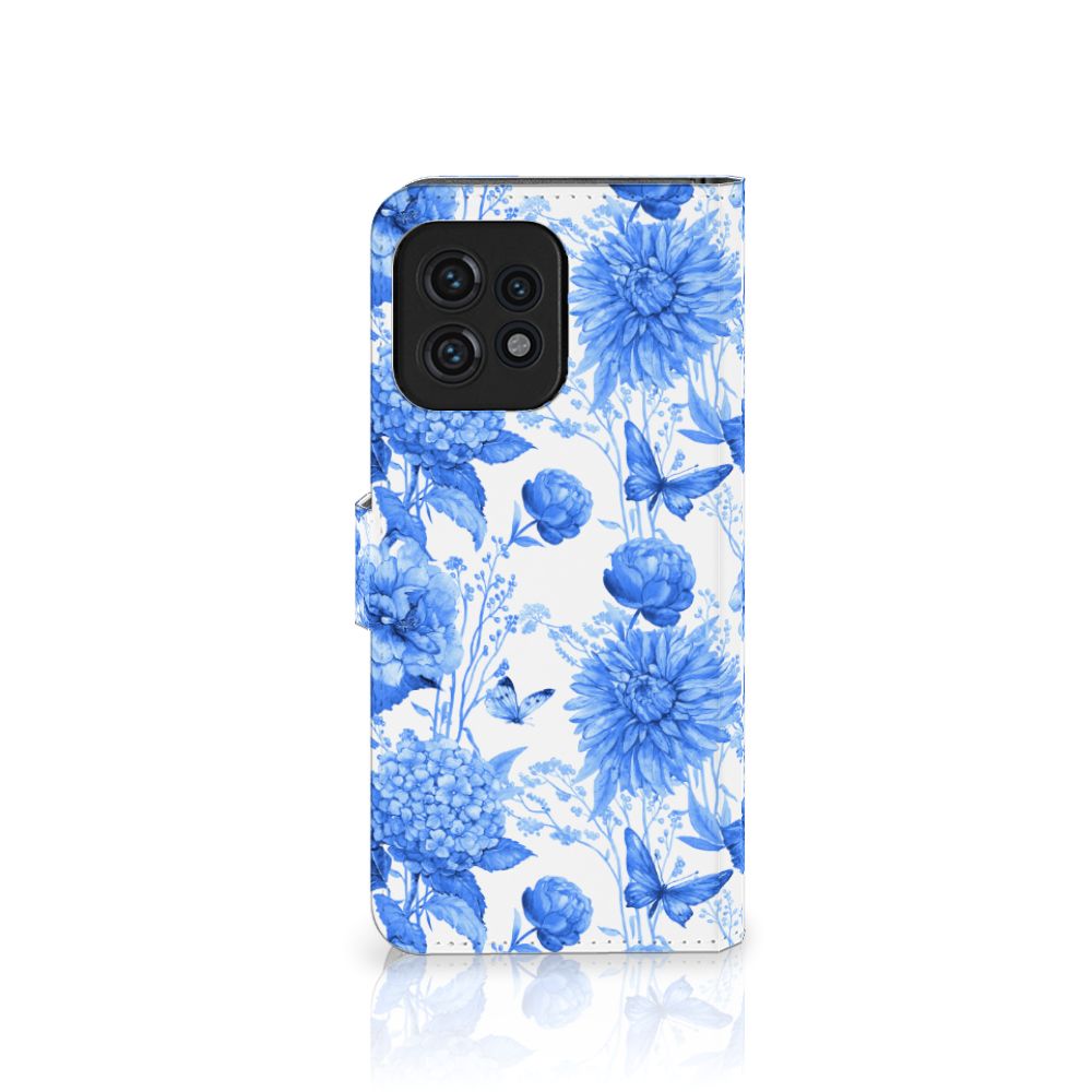 Motorola Edge 40 Pro Hoesje voor Motorola Edge 40 Pro Flowers Blue bloemen ontwerp voorkant