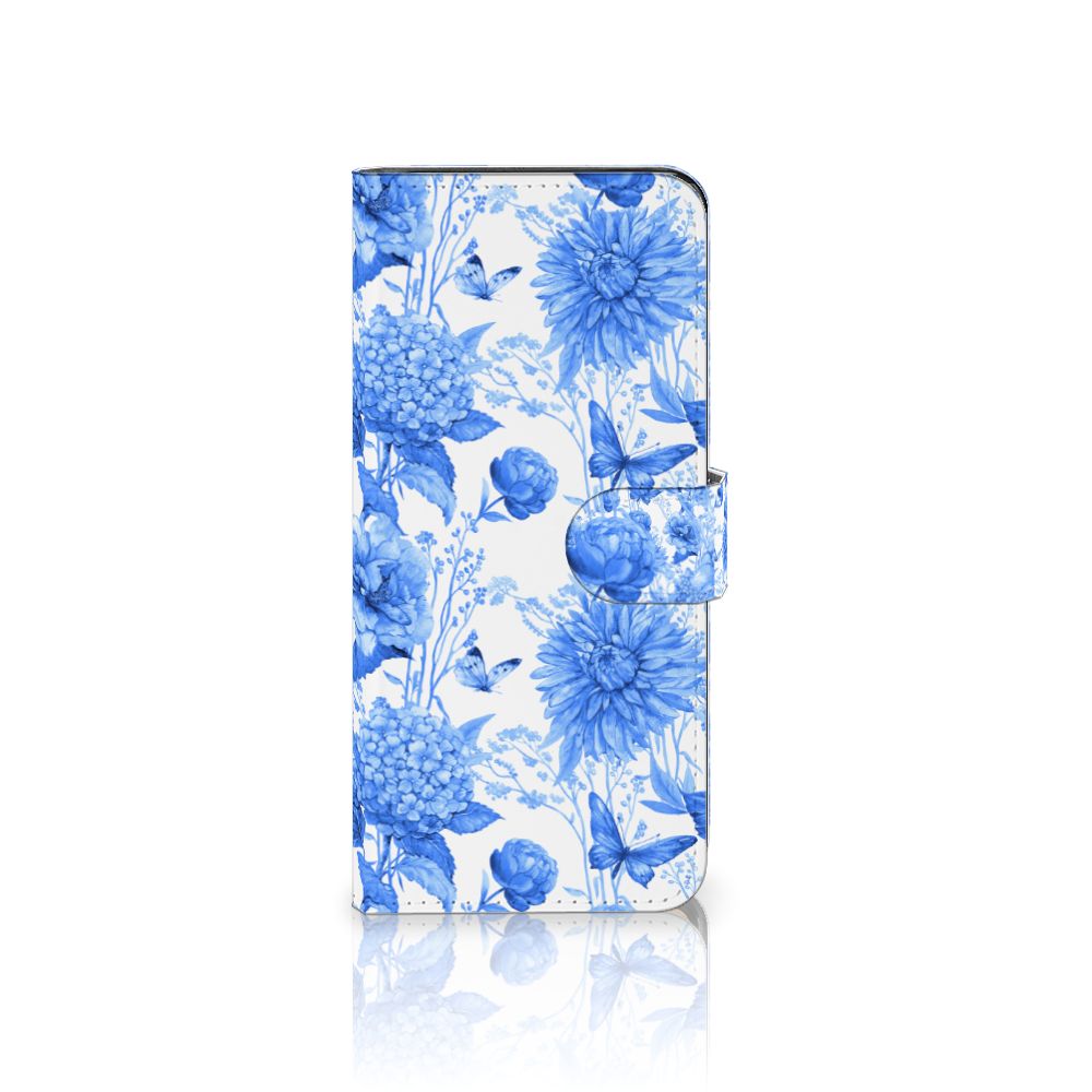 Motorola Edge 40 Pro hoesje voor Motorola Edge 40 Pro Flowers Blue bloemen design vooraanzicht