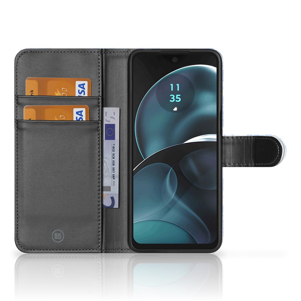 Motorola Moto G14 Hoesje voor Motorola Moto G14 Flowers Blue aanzicht