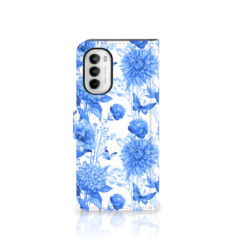 Motorola Moto G52 | Moto G82 Hoesje Flowers Blue voorkant