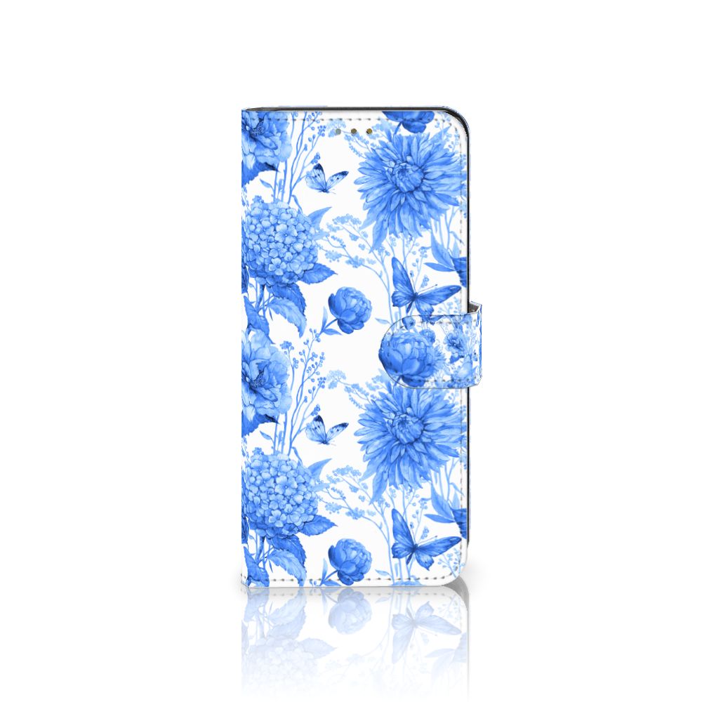 Hoesje voor Motorola Moto G52 | Moto G82 Flowers Blue bloemen design voorkant