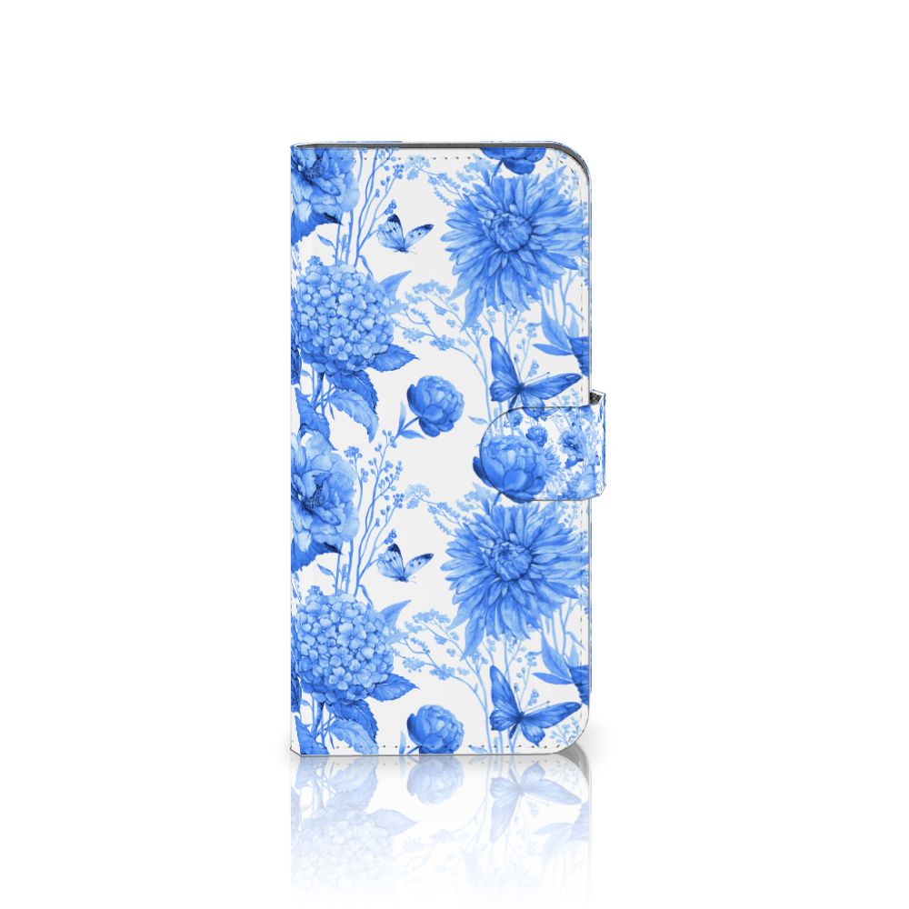 Motorola Moto G54 hoesje Flowers Blue voorkant