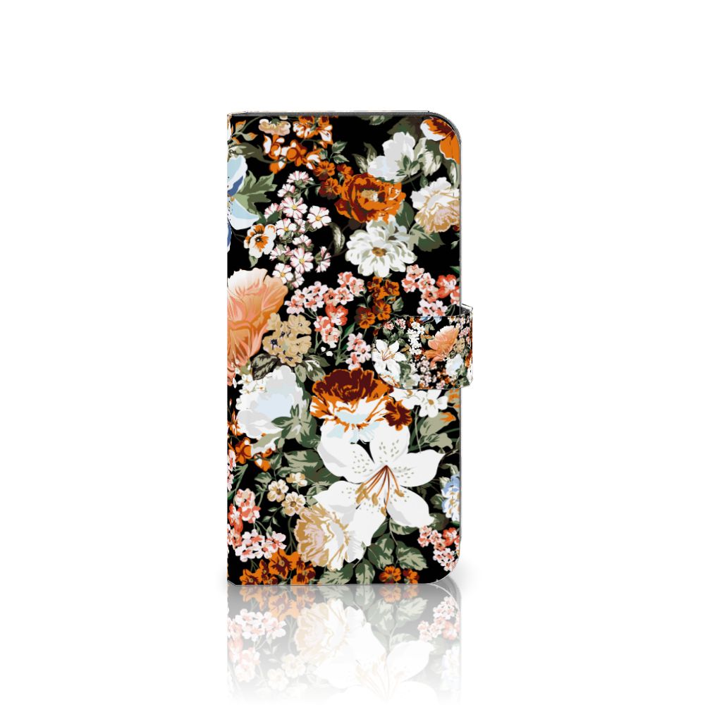 Hoesje voor Motorola Moto G62 5G Dark Flowers bloemen design voorkant
