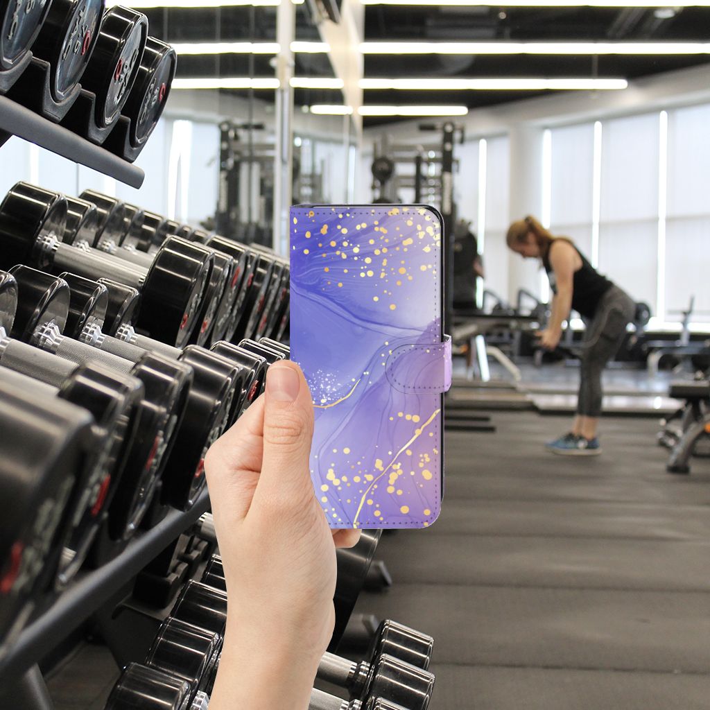 Motorola Moto G72 hoesje Watercolor Paars hand in sportschool