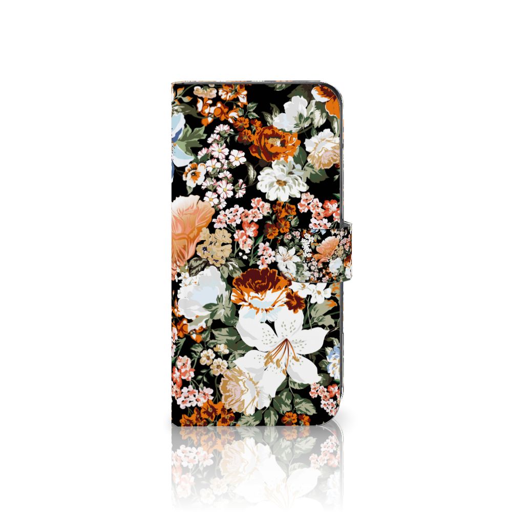 Motorola Moto G85 Hoesje Dark Flowers bloem ontwerp voorkant