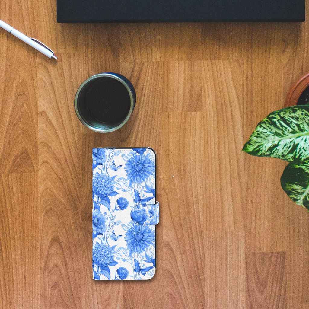 Nokia 7.2 Nokia 6.2 hoesje voor Nokia 7.2 | Nokia 6.2 Flowers Blue design bloemen aanzicht