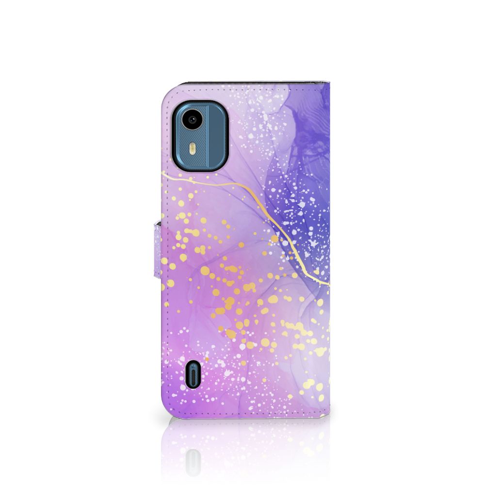 Hoesje voor Nokia C12 Watercolor Paars hoesje watercolor paars aanzicht