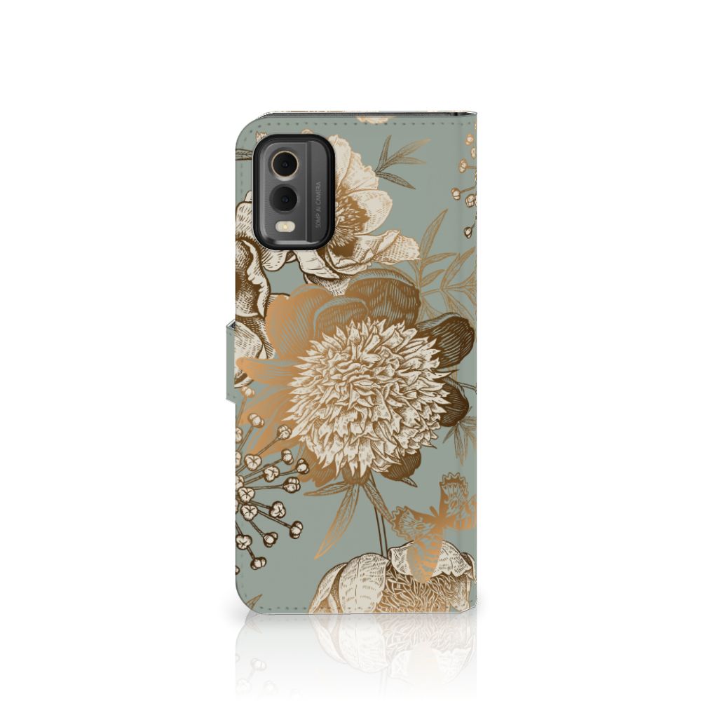 Nokia C32 hoesje Vintage Bird Flowers voorkant
