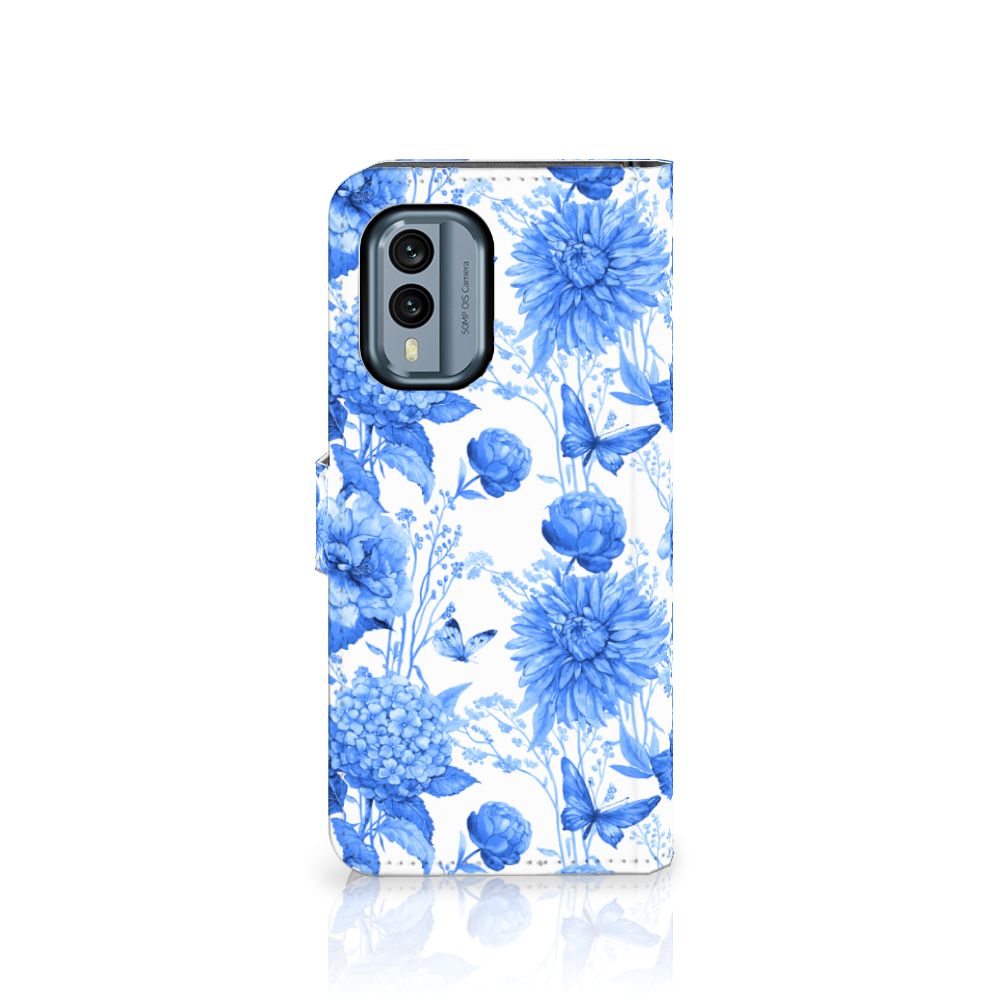 Nokia X30 hoesje Flowers Blue design bloemen voorkant