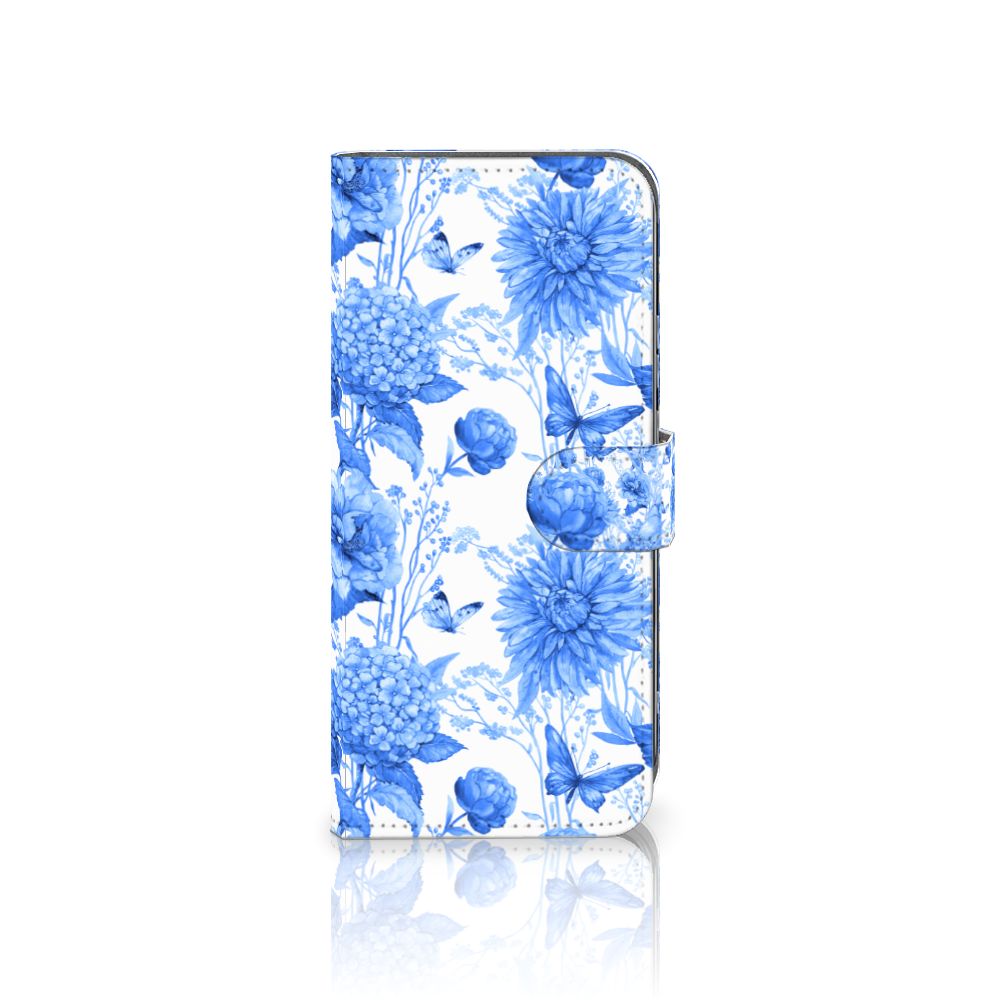 Nokia X30 Hoesje voor Nokia X30 Flowers Blue bloemen design voorkant
