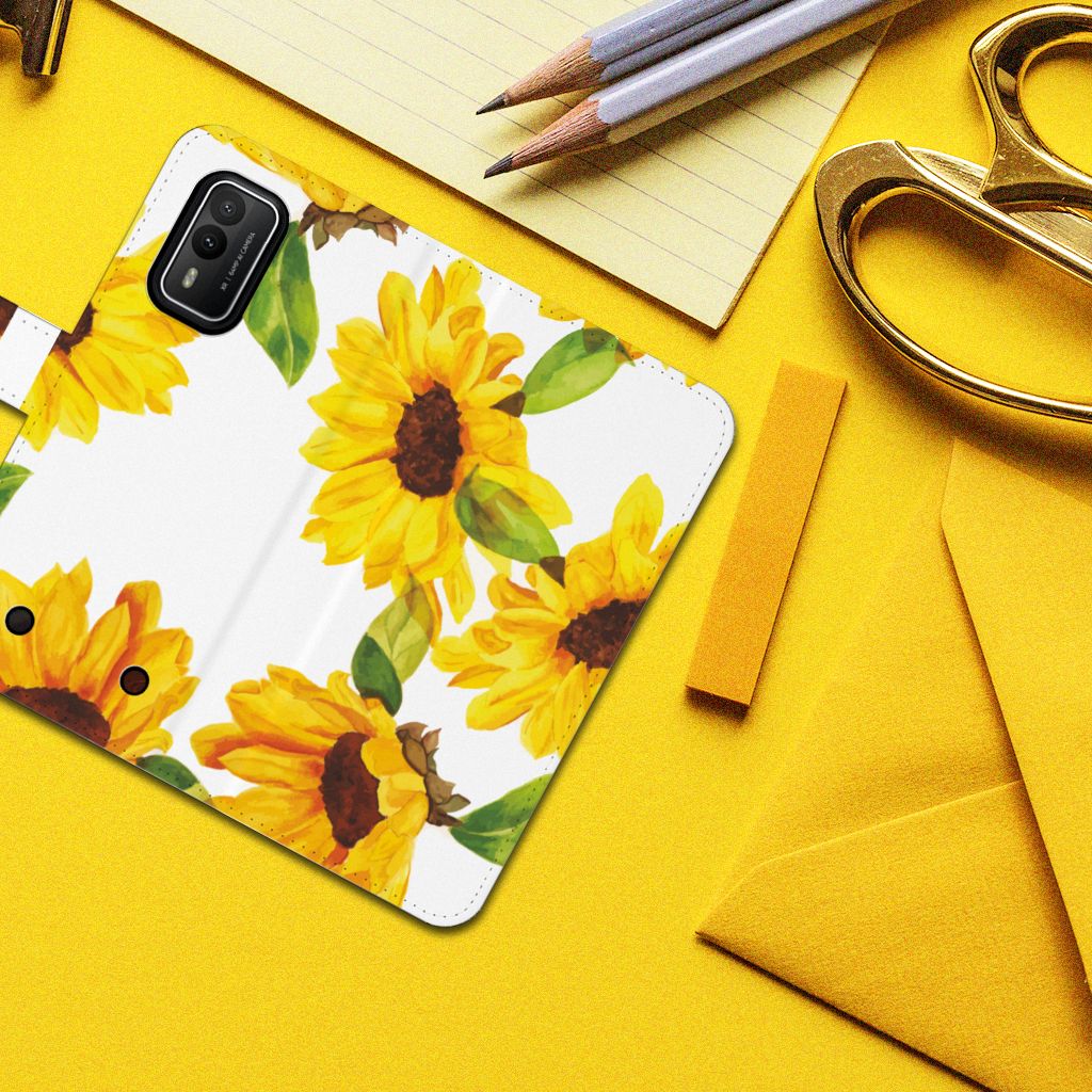 Hoesje voor Nokia XR21 Zonnebloemen design zonnebloemen aanzicht