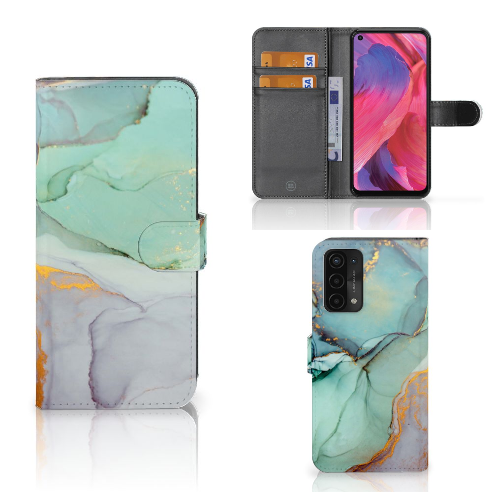 Hoesje voor OPPO A54 5G A74 5G A93 5G Watercolor Mix voorkant binnenkant achterkant