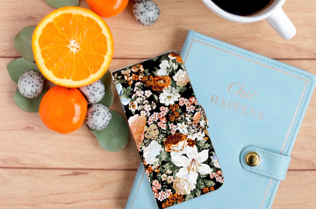 Hoesje voor OPPO A78 5G | A58 5G Dark Flowers bovenaanzicht bloemen
