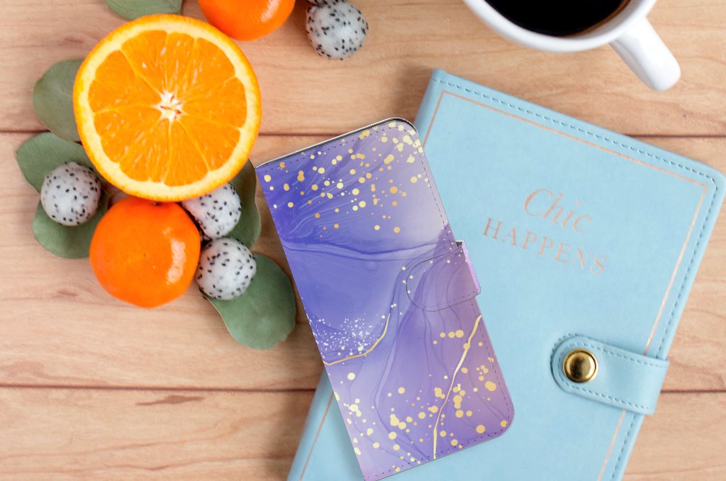 Hoesje voor OPPO A78 5G | A58 5G Watercolor Paars design watercolor paars aanzicht