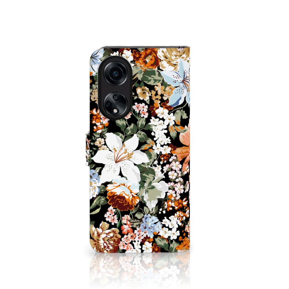OPPO A98 5G hoesje Dark Flowers voorzijde